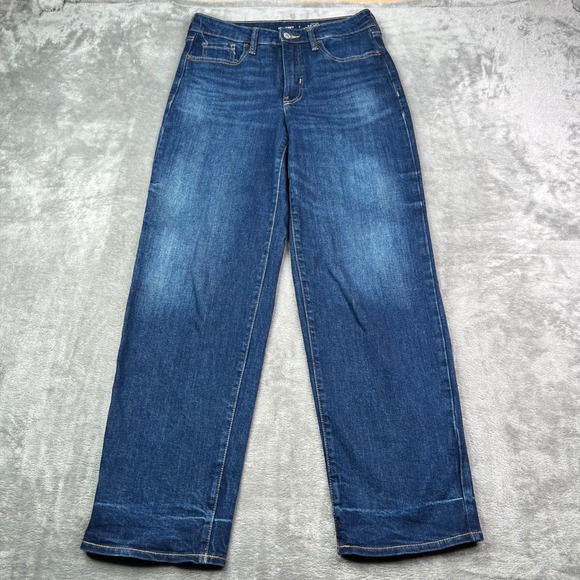 Old Navy Denim - Old Navy O.G. Loose Jeans Womens 4 Dark Wash Solid Stretch High Rise Wide Leg